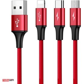 تصویر کابل تبدیل USB به microUSB / USB-C / لایتنینگ باسئوس مدل CAMLT-SU09 طول 1.2 متر Baseus CAMLT-SU09 USB To USB-C/microUSB/ Lightning Cable 1.2m