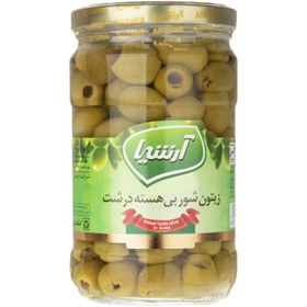 تصویر زیتون شور هسته ‌دار درشت آرشیا مقدار 660 گرم Arshia Salty Olive 660gr