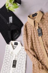 تصویر شومیز گیپور زنانه سایز ۳۶ تا ۴۶ رنگ سفید و مشکی و نسکافه ای 