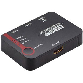 تصویر سوئیچ 3 پورت HDMI با قابلیت 3D و رزولوشن 4Kx2K با ریموت کنترل لایمستون LS-HS0301 LimeStone LSHS0301 HDMI 3×1 Switch W/IR 3D Support 4Kx2K With Remote Control