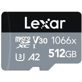 تصویر کارت حافظه microSDXC لکسار Lexarمدل 1066X کلاس A2 استاندارد UHS-U3 سرعت 160MBps ظرفیت 512 گیگابایت به همراه آداپتور SD 