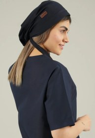 تصویر کلاه جراحی سرمه ای مدل کراواتی 