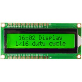 تصویر LCD کاراکتری 2×16 پین دوطرفه بک لایت سبز 