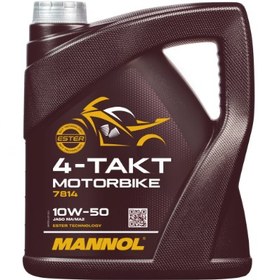 تصویر روغن موتور سیکلت مانول مدل 10w-50 حجم ۴ لیتری Mannol motorcycle oil model 10w-50 4 liter