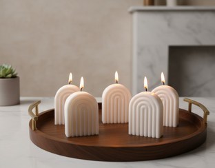 تصویر شمع دکوری فانتزی رنگین کمان ایستاده - صورتی 