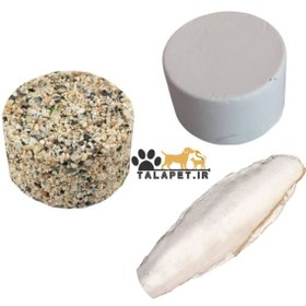 تصویر پک ضروری داخل قفس (جلوگیری از رشد بیش از حد منقار، ناخن،پوسته شدن منقارو….) 