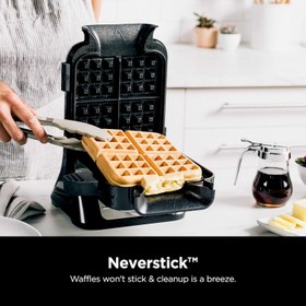 تصویر Ninja BW1001 NeverStick PRO Belgian Waffle Maker Vertical Design 5 Shade Settings with Precision-Pour Cup amp Chef-curated Recipe Guide Black amp Silver - ارسال 10 الی 15 روز کاری 