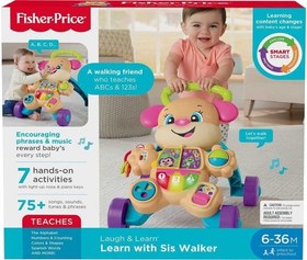 تصویر واکر آموزشی هاپو کوچولوی Fisher Price مدل صورتی 