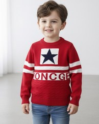 تصویر پلیور بافت پسرانه گپ متراکم وارداتی رنگ قرمز 