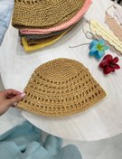 تصویر کلاه باکت رافیا دست باف تابستونی 