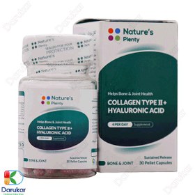 تصویر كپسول كلاژن نوع 2 و هیالورونیك اسید 30 عدد نیچرز پلنتی Natures Plenty Collagen Type 2 And Hyaluronic Acid