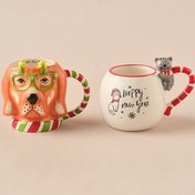 تصویر ماگ ست لیوان حیوانات شب سال نو برای سگ و گربه 2 تکه Karaca 