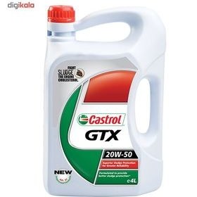 تصویر روغن موتور خودرو کاسترول Castrol مدل GTX 20W-50 (چهار لیتری) روغن موتور خودرو کاسترول مدل GTX 20W-50 حجم چهار لیتر لیتر