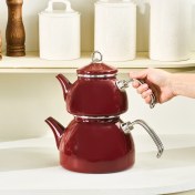 تصویر قوری میدی لعابی کاراجا اروا مدل قرمز شرابی 1484 