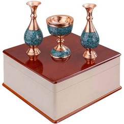 تصویر ست گلدان 16cm همراه سنگاب 13cmو جعبه چوبی 