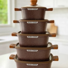 تصویر سرویس قابلمه چدن ۱۰ پارچه بلک کوکر مدل مربع 