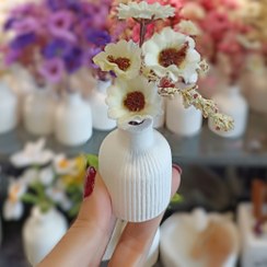 تصویر گلدان کوچک مراکشی با 7 مدل گل - سفید 