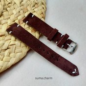 تصویر بند ساعت چرم طبیعی جیر (اشبالت ) قهوه ای تیره - ۲۰ 