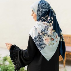 تصویر روسری ابریشم توییل قواره ۱۲۰ - سورمه ای و آبی 