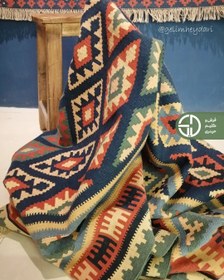 تصویر گلیم دستباف 3متری مدل قشقایی صادراتی کد 13814 qashqai kilim