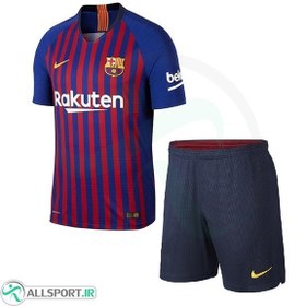 تصویر پیراهن شورت اول بارسلونا Barcelona 2018-19 Home Soccer Jersey Kit Shirt+Short 