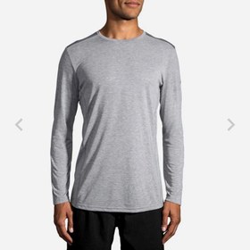 تصویر آستین بلند ورزشی مردانه بروکس مدل Brooks Men's Distance Long Sleeve|طوسی 