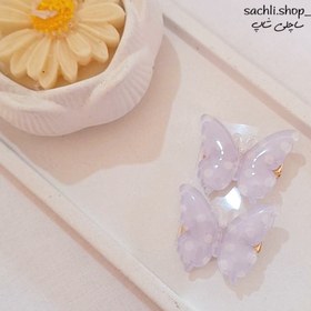 تصویر گیره پروانه خالخالی - آبی 