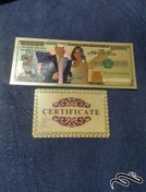 تصویر اسکناس اب طلا ۱۰۰ تریلیون دلار پرزیدنت ترامپ و ملنا ۲۰۲۰ با سرتیفیکت 