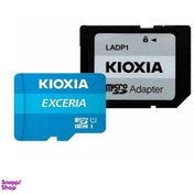 تصویر کارت حافظه microSDXC کیوکسیا مدل Exceria کلاس 10 استاندارد UHS-I U3 سرعت 100MBps ظرفیت 64 گیگابایت به همراه آداپتور SD 