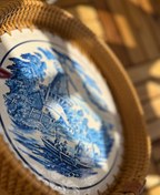 تصویر سینی حصیربافت - نقش ابی منظره 