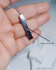 تصویر گردنبند یونیسکس برند فشن مدل استوانه ای استیل رنگ ثابت Cylindrical stainless steel unisex necklace of fashion brand