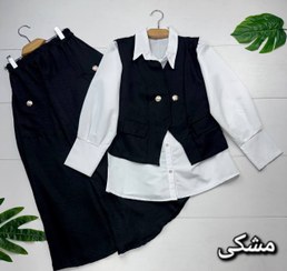تصویر ست شومیز و جلیقه و دامن زنانه مدل مرسده جنس شانتون و داکرون 