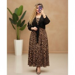 تصویر سارافون زنانه دوتیکه پلنگی سایز فری 