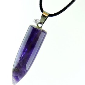 تصویر گردن آویز آمیتیست Amethyst سنگ طبیعی اصل (طرح فشنگ) 