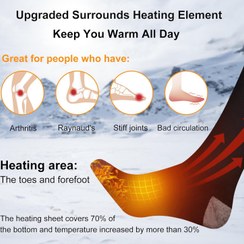 تصویر جوراب گرمایشی هوشمند 6000 میلی‌آمپری با کنترل بلوتوثی و 4 تنظیم دما Rechargeable Heated Socks with Dual 6000mAh Batteries MODEL KS6000