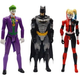 تصویر اکشن فیگور ست ۳ عددی بتمن، جوکر و هارلی کویین ارتفاع ۳۰ سانتیمتر 