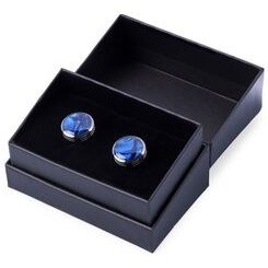 تصویر دکمه مچ مردانه سر دست راست آبی دریایی Hatemoğlu 