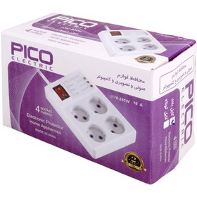 تصویر محافظ برق صوتی تصویری 4 خانه پیکو الکتریک با کابل 3 متری Pico 3m Voltage Protector with 4 Entries