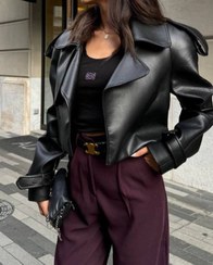 تصویر کراپ کت چرم زنانه سایز ۳۸ تا ۴۴ رنگ مشکی و زرشکی 