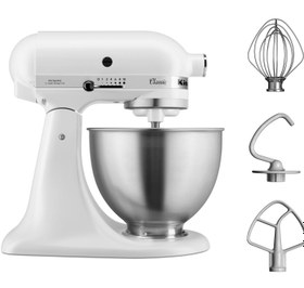 تصویر ماشین آشپزخانه کیچن اید آمریکا مدلKitchenAid 5K45SSEWH Classic Series 4.3 L Tilt-Head Stand Mixer 5K45SSEWH