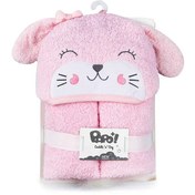 تصویر حوله دورپیچ کلاه دار نوزاد دخترانه پاپو طرح میلو 