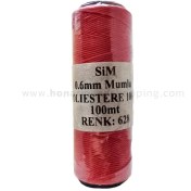 تصویر دوک نخ موم دار سیم (SIM) سایز 0.6 رنگ قرمز 