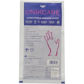 تصویر دستکش جراحی لاتکس استریل سایز 7 یونیک کر Latex Sterile Surgical Gloves 7 Unikcare