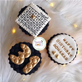 تصویر پک کاپ کیک تولد مشکی و طلایی 