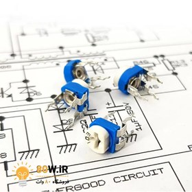 تصویر پتانسیومتر خوابیده پلاستیکی 500ohm (بسته 4 عددی) 