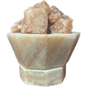 تصویر آباژور سنگ نمک مدل شش ضلعی کد 10 نارنجی مدل 508115 