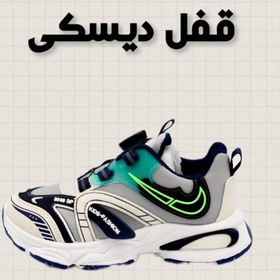 تصویر کتونی نایکی نوجوان با قفل دیسکی - مشکی / ۳۳ nike