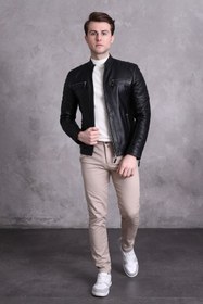 تصویر کاپشن چرم مردانه NYC GİYİM TEKSTİL مدل 1453 سایز بزرگ 