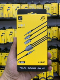 تصویر کابل AUX 3.5 mm به تایپ سی و لایتنینگ سه منظوره سینیور کوفنگ A-400 KF SENIOR AUX CABLE 3 IN 1 3.5 mm to LIGHTENING & TYPE -C A-400