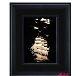 تصویر تابلو ورق طلا طرح کشتی 